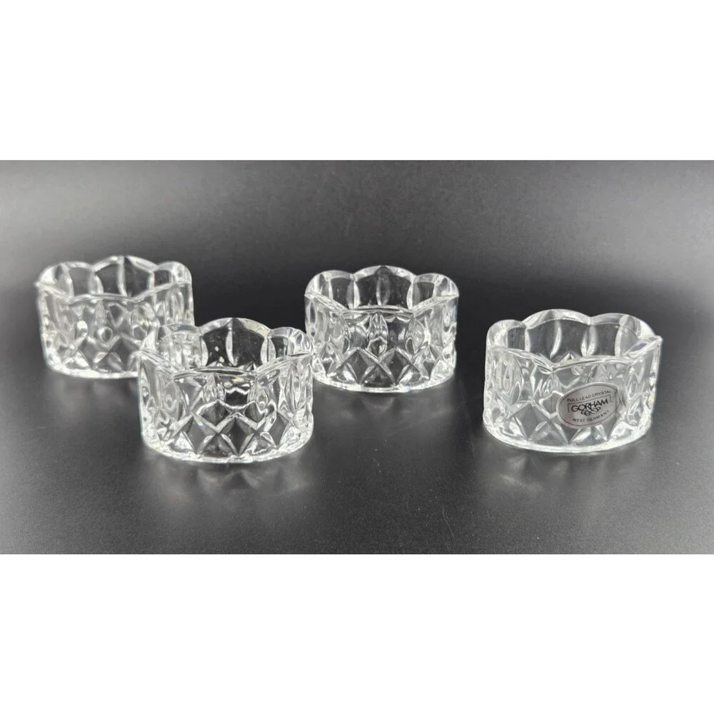 4 Gorham King Edward Set Of Four Lead Crystal Napkin Rings NEW !